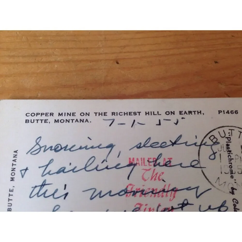 1955 Vintage Mckee Plastichrome Butte Montana Copper Mine Posted Color Postcard